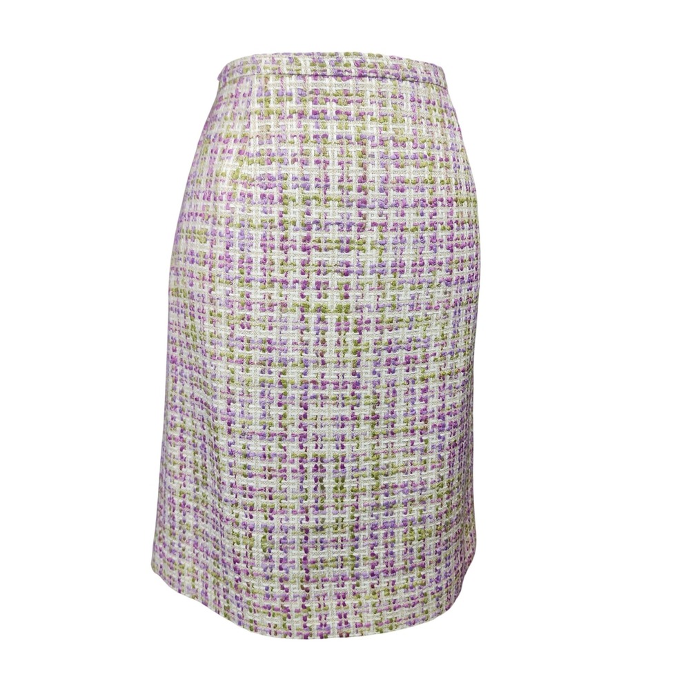Karen Scott Tweed Pencil Skirt Women 14 Purple Green Office Preppy Classic Retro